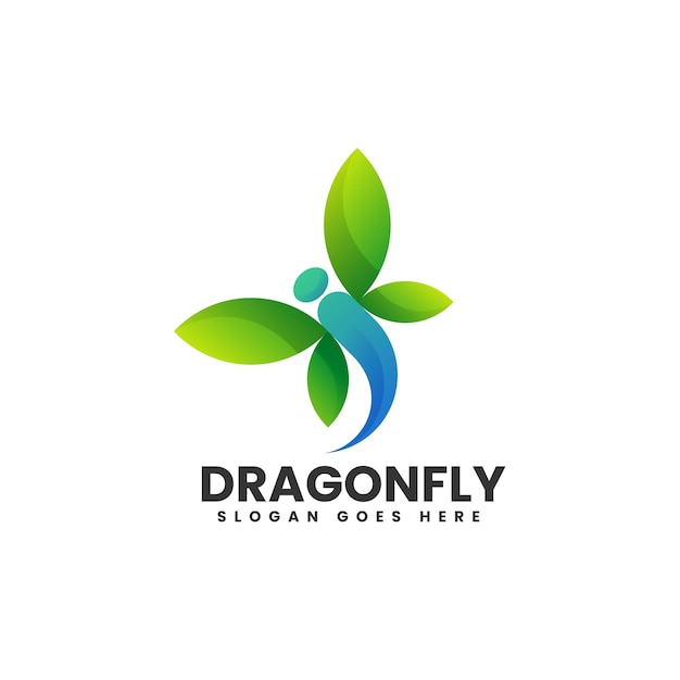 Vector Logo Ilustración Dragon fly Estilo colorido degradado