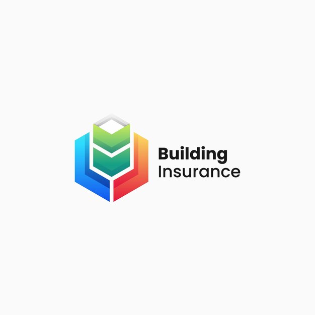 Vector Logo Ilustración Edificio Seguro Estilo Colorido Degradado