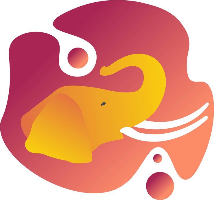 Vector vector logo ilustración elefante gradiente estilo colorido.