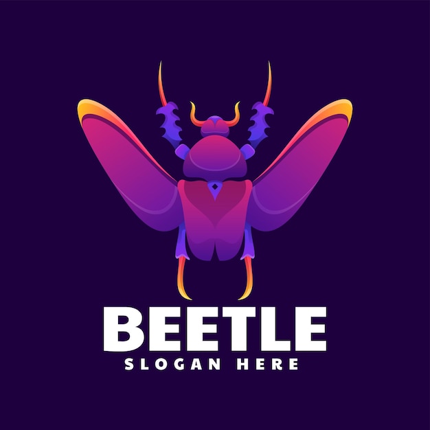Vector Logo Ilustración Escarabajo Estilo Colorido Degradado
