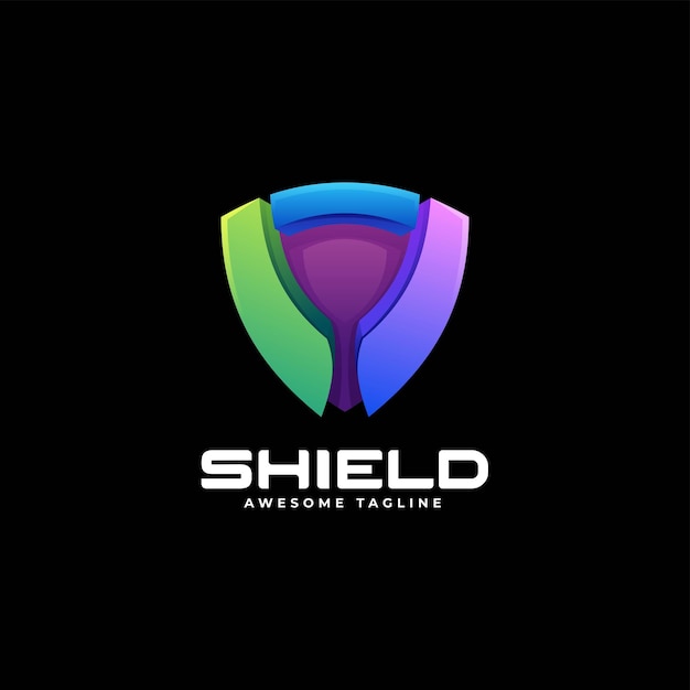Vector Logo Ilustración Escudo Estilo Colorido Degradado