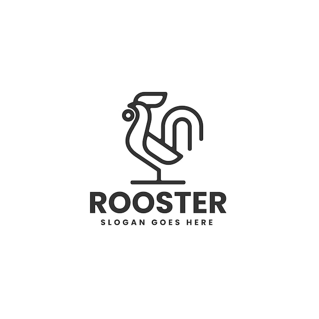 Vector Logo Ilustración Estilo Arte Línea Gallo