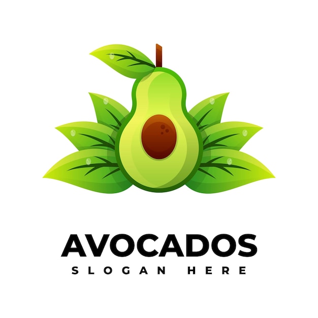 Vector Logo Ilustración Estilo Colorido Degradado Aguacate