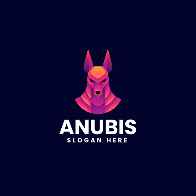 Vector Logo Ilustración Estilo Colorido Degradado Anubis