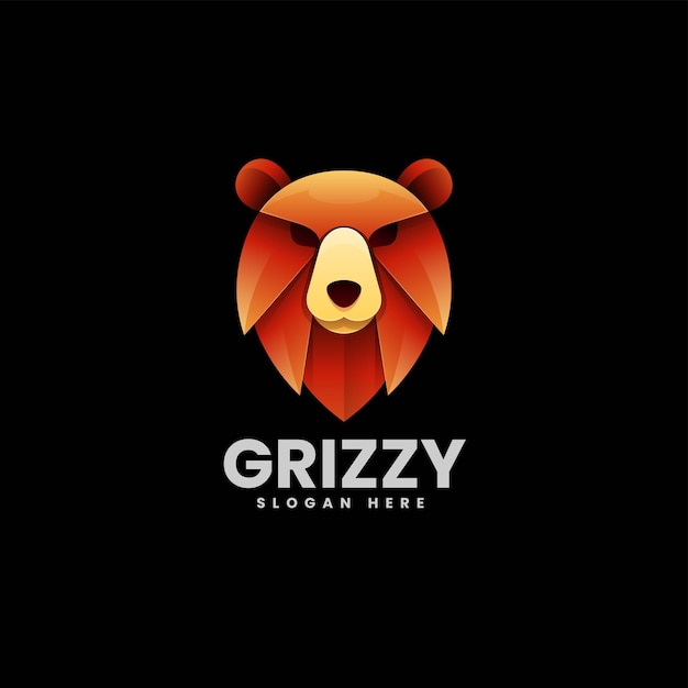 Vector Logo Ilustración Estilo Colorido Degradado Grizzly