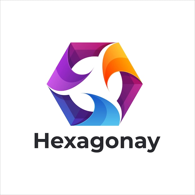 Vector Logo Ilustración Estilo Colorido Degradado Hexágono