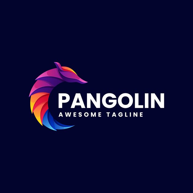 Vector Logo Ilustración Estilo Colorido Degradado Pangolín