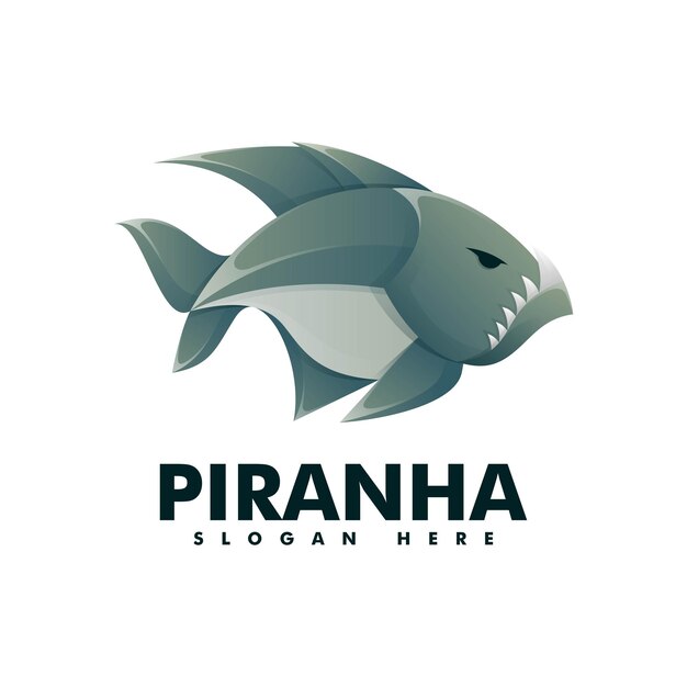 Vector Logo Ilustración Estilo Colorido Degradado Piraña