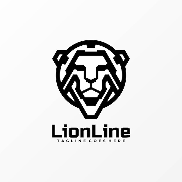 Vector Logo Ilustración Estilo León Línea Arte