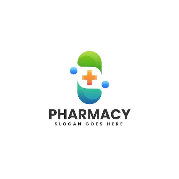 Vector Logo Ilustración Farmacia Gradiente Estilo Colorido