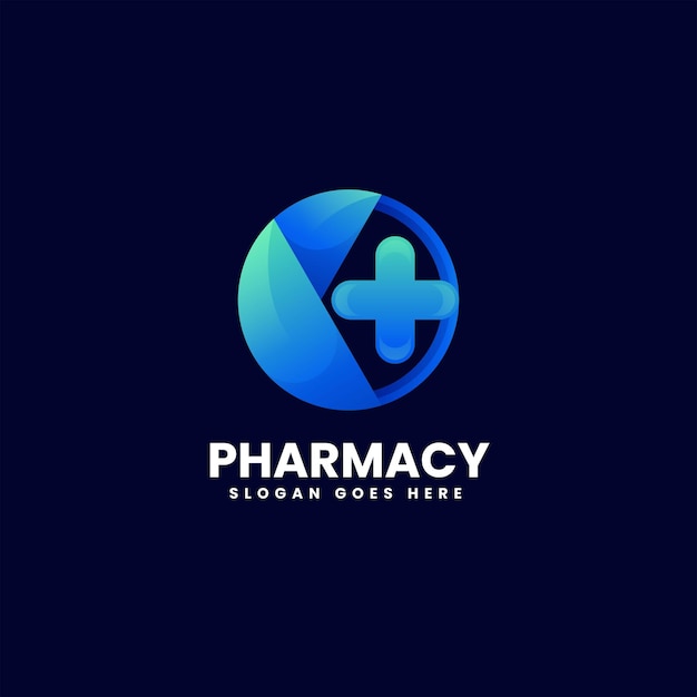 Vector Logo Ilustración Farmacia Gradiente Estilo Colorido