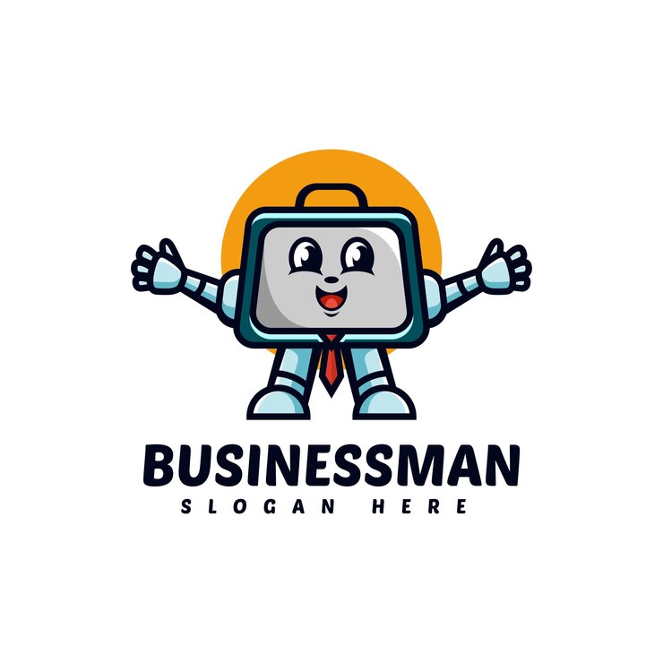 Vector vector logo ilustración feliz empresario mascota estilo dibujos animados