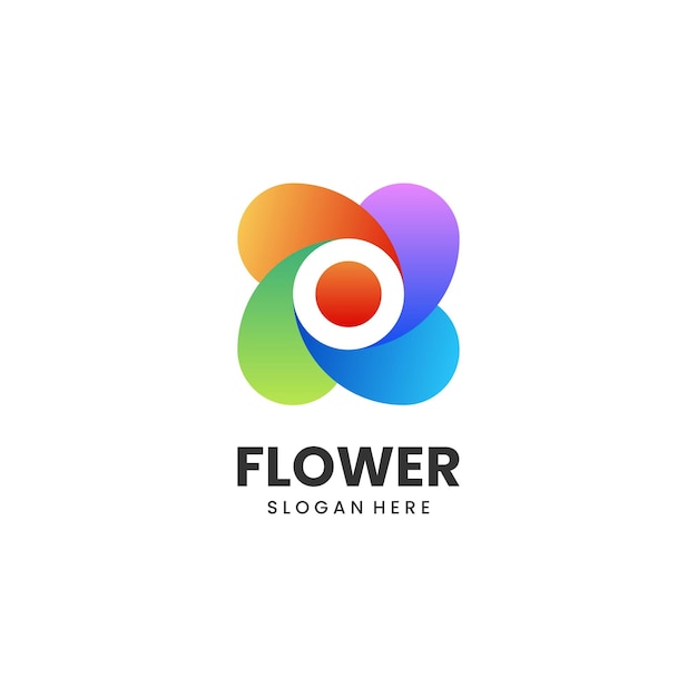 Vector Logo Ilustración Flor Estilo Colorido Degradado