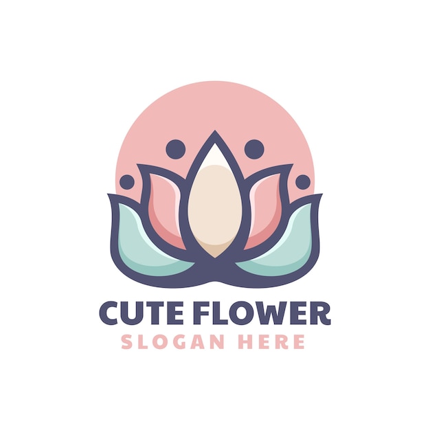 Vector Logo Ilustración Flor Estilo Mascota Simple