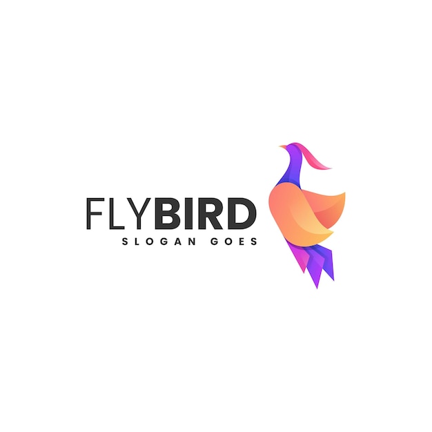 Vector Logo Ilustración Fly Bird Gradiente Estilo Colorido