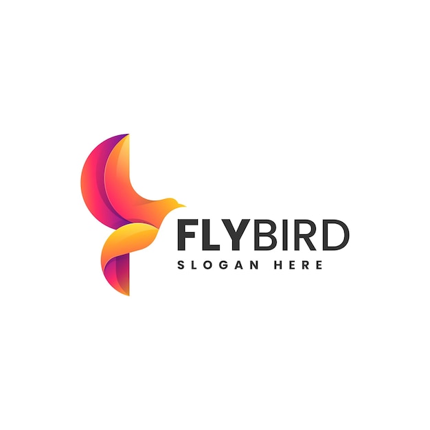 Vector Logo Ilustración Fly Bird Gradiente Estilo Colorido