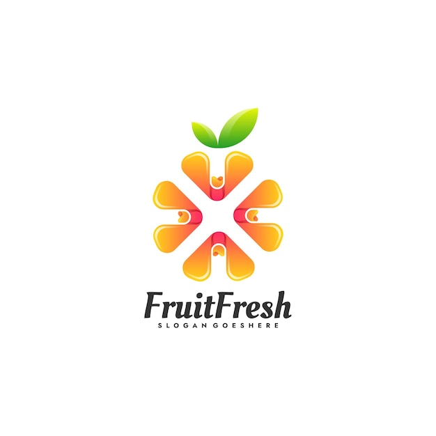 Vector Logo Ilustración Fruta Fresca Gradiente Estilo Colorido