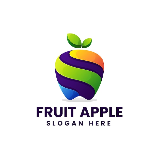 Vector Logo Ilustración Fruta Manzana Estilo Colorido Degradado
