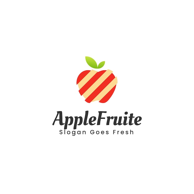 Vector Logo Ilustración Fruta Manzana Estilo Colorido Degradado