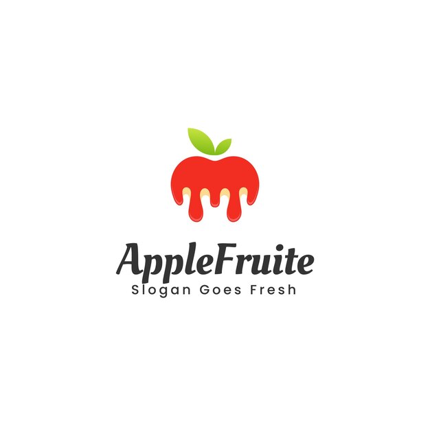 Vector Logo Ilustración Fruta Manzana Estilo Colorido Degradado