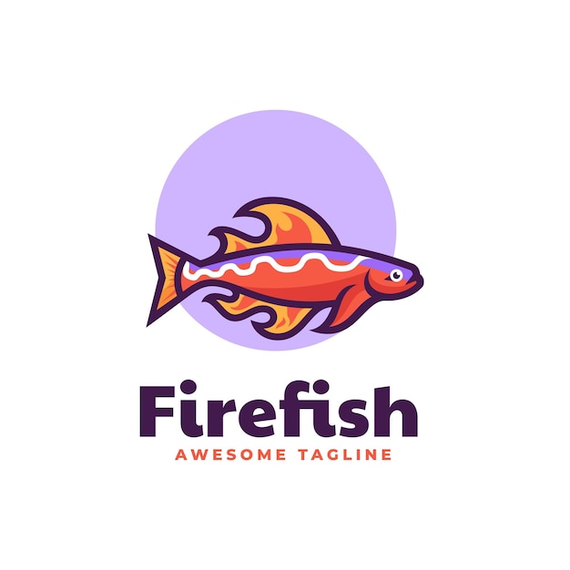 Vector logo ilustración fuego pescado mascota simple logo