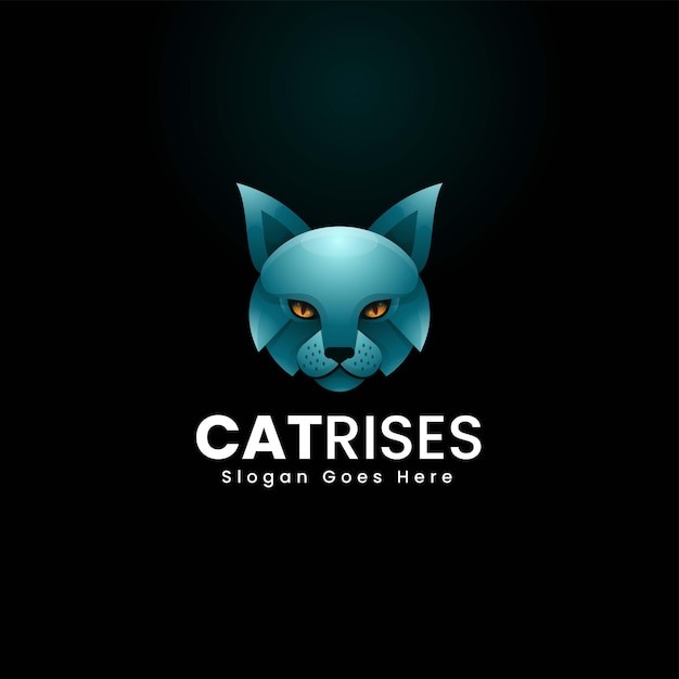 Vector Logo Ilustración Gato Asciende Estilo Colorido Degradado