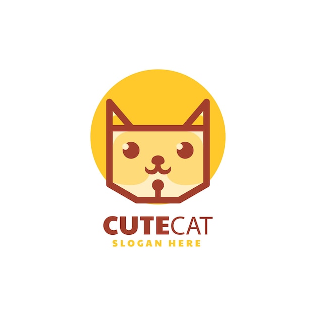 Vector Logo Ilustración Gato Lindo Estilo Mascota Simple