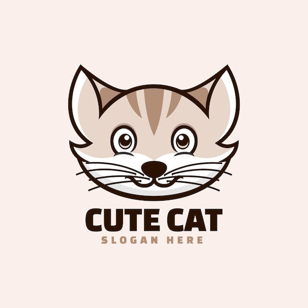 Vector Logo Ilustración Gato Lindo Estilo Mascota Simple