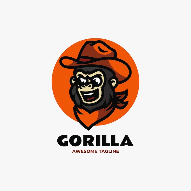 Vector Logo Ilustración Gorila Mascota Estilo Dibujos Animados
