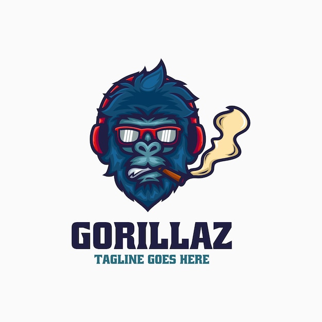 Vector Logo Ilustración Gorila Mascota Estilo Dibujos Animados