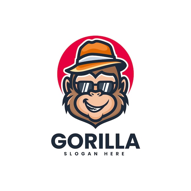 Vector logo ilustración gorila mascota estilo dibujos animados