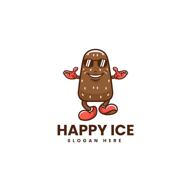 Vector logo ilustración happy ice mascot estilo dibujos animados