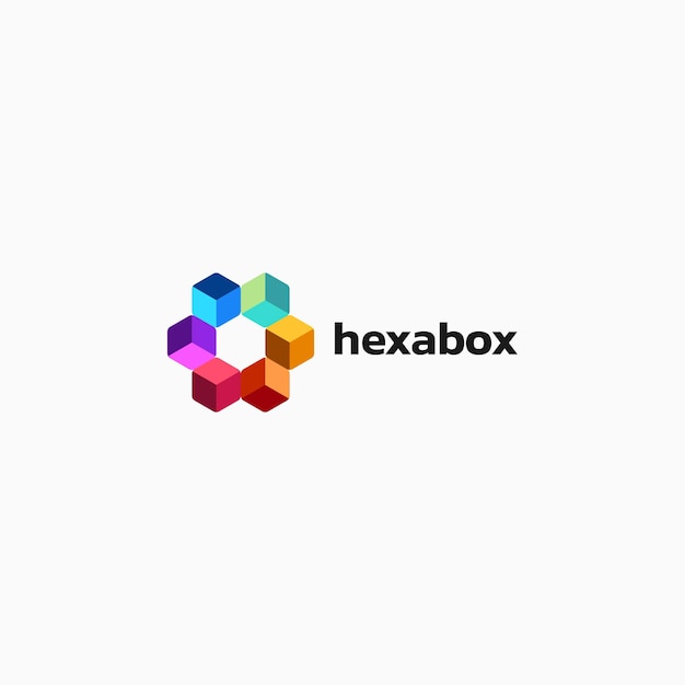 Vector Logo Ilustración Hexágono Estilo Colorido Simple