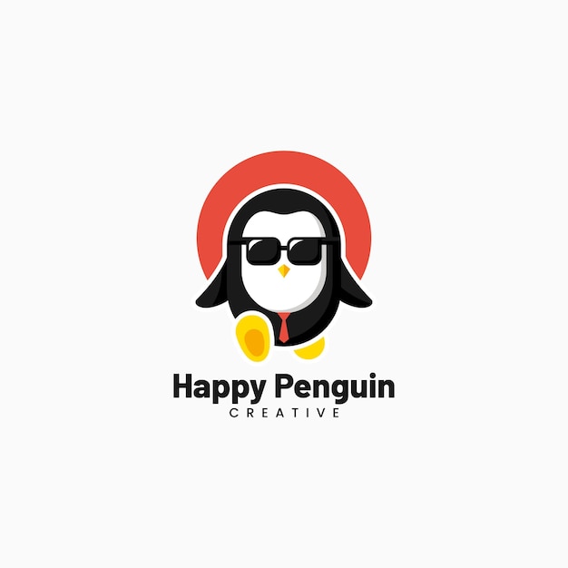 Vector Logo Ilustración Hola Pingüino Mascota Estilo Dibujos Animados