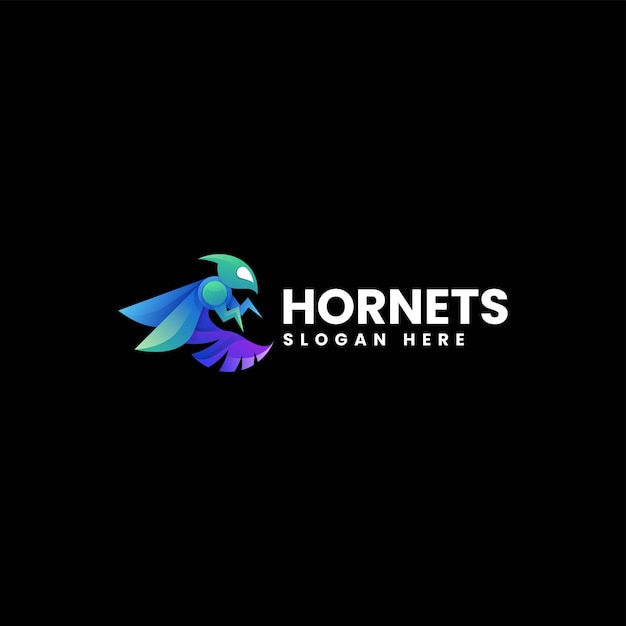 Vector Logo Ilustración Hornet Gradiente Estilo Colorido