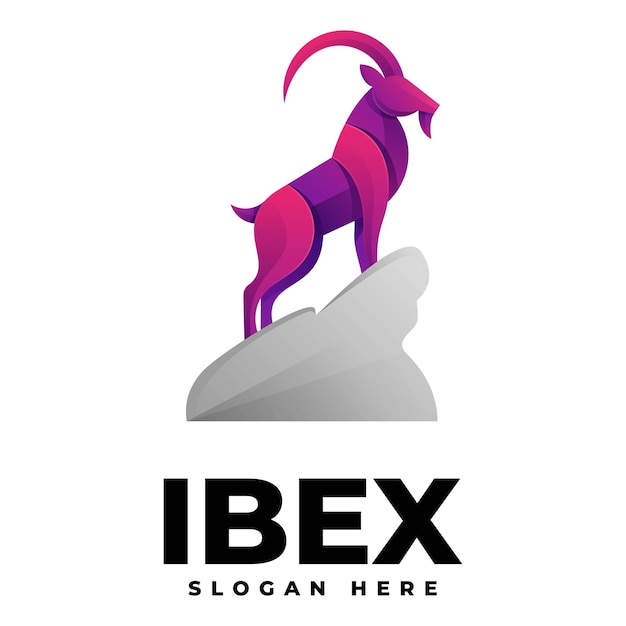 Vector Logo Ilustración Ibex Gradiente Estilo Colorido