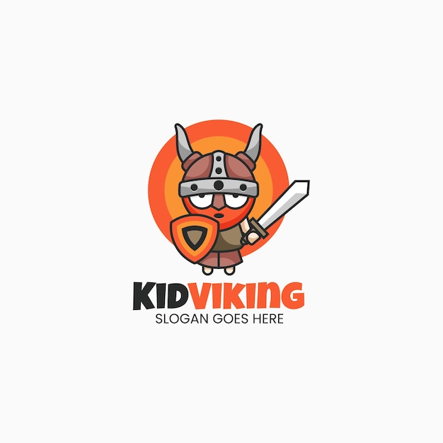 Vector logo ilustración kid viking mascot estilo dibujos animados