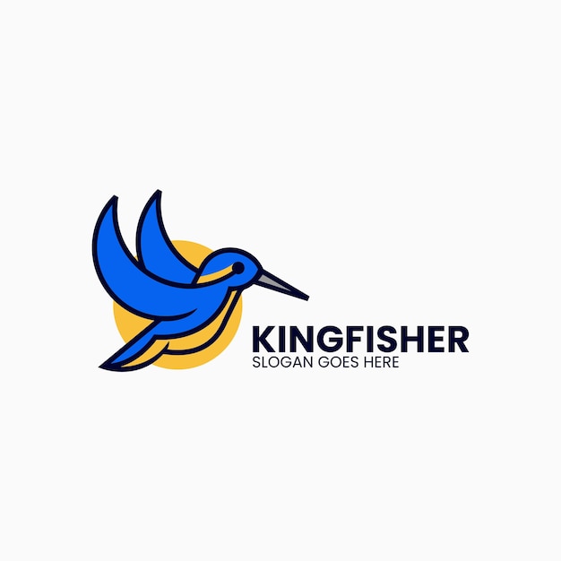 Vector Logo Ilustración King Fisher Estilo Mascota Simple