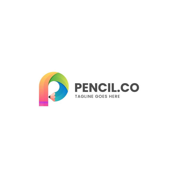 Vector vector logo ilustración lápiz estilo colorido degradado