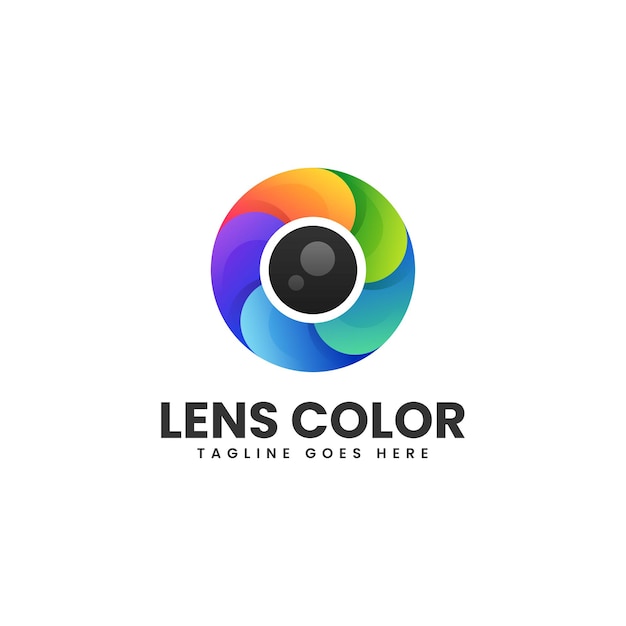 Vector Logo Ilustración Lente Estilo Colorido Degradado