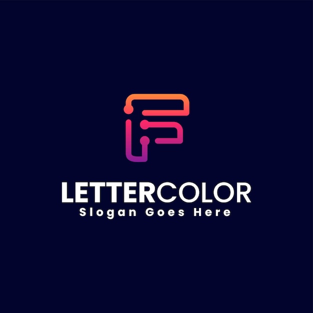 Vector Logo Ilustración Letra Abstracta F Línea Forma Estilo Colorido
