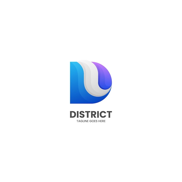 Vector Logo Ilustración Letra D Estilo Colorido Degradado