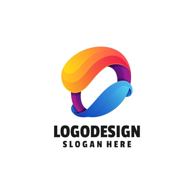 Vector Logo Ilustración Letra D Estilo Colorido Degradado