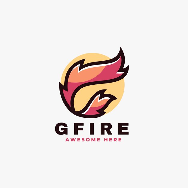 Vector Logo Ilustración Letra G Fuego Estilo Mascota Simple