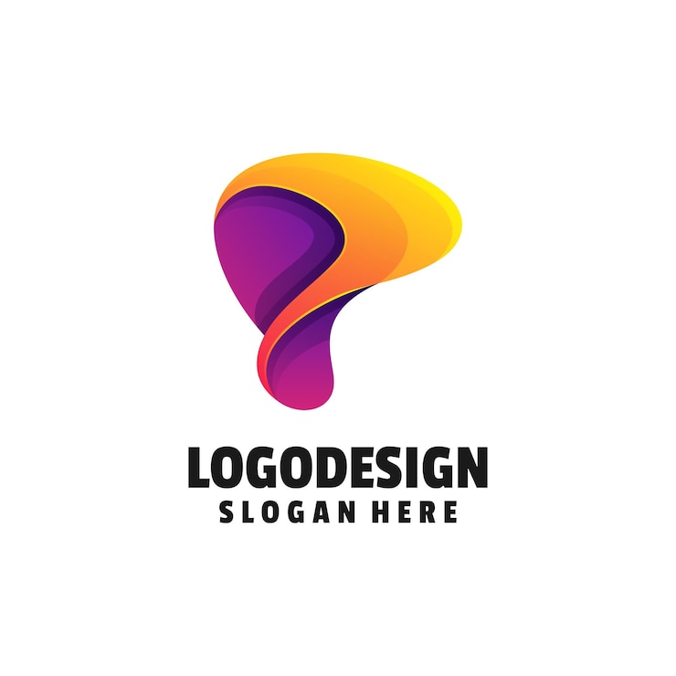 Vector vector logo ilustración letra p estilo colorido degradado