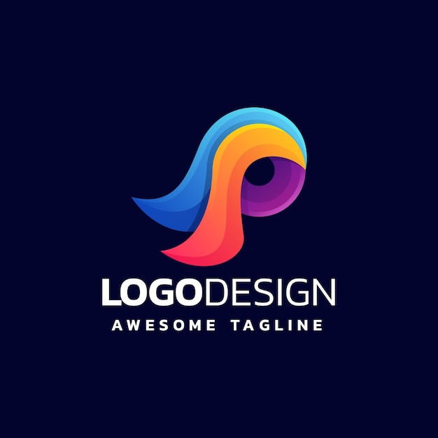 Vector Logo Ilustración Letra P Estilo colorido degradado