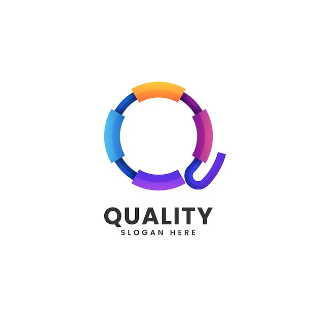Vector Logo Ilustración Letra Q Estilo colorido degradado