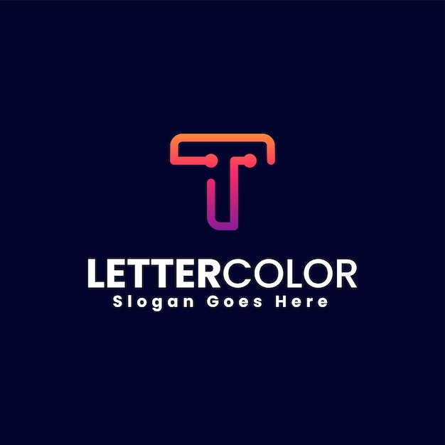 Vector Logo Ilustración Letra T Estilo colorido degradado