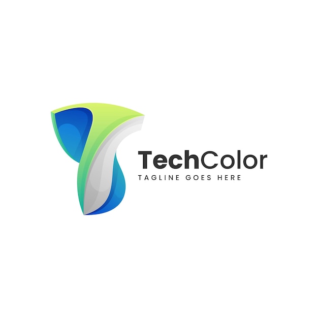 Vector Logo Ilustración Letra T Gradiente Estilo Colorido