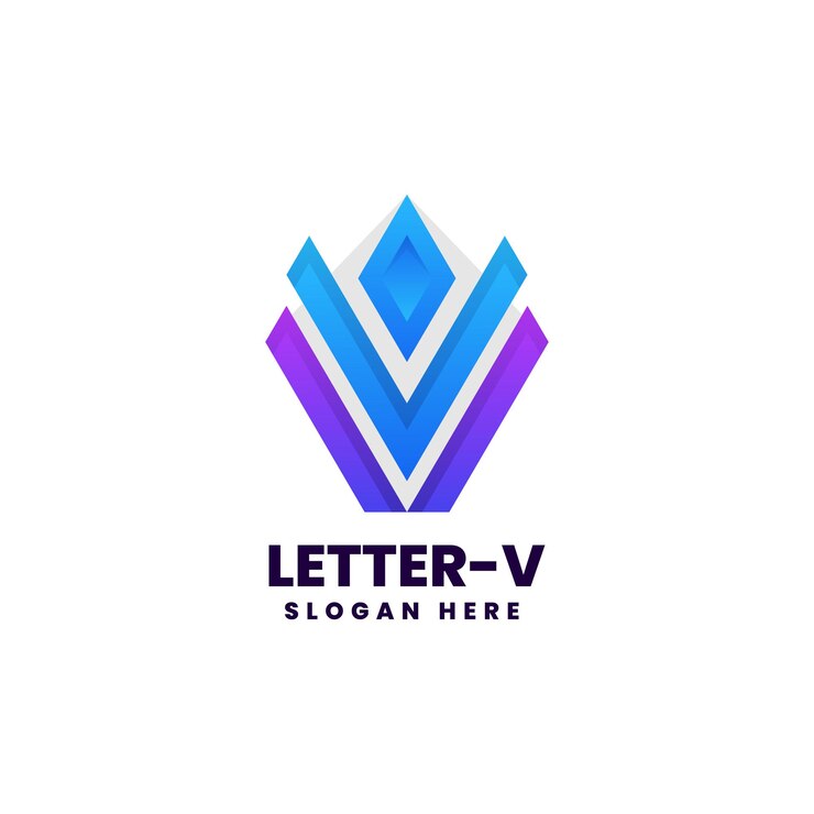 Vector vector logo ilustración letra v estilo colorido degradado